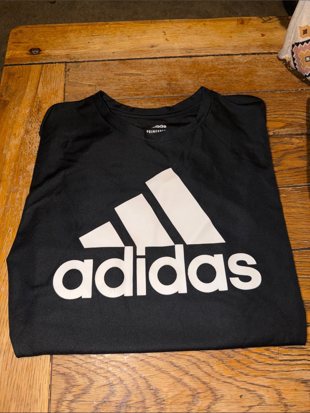 adidas Black T-Shirt with White Trefoil-Style Logo